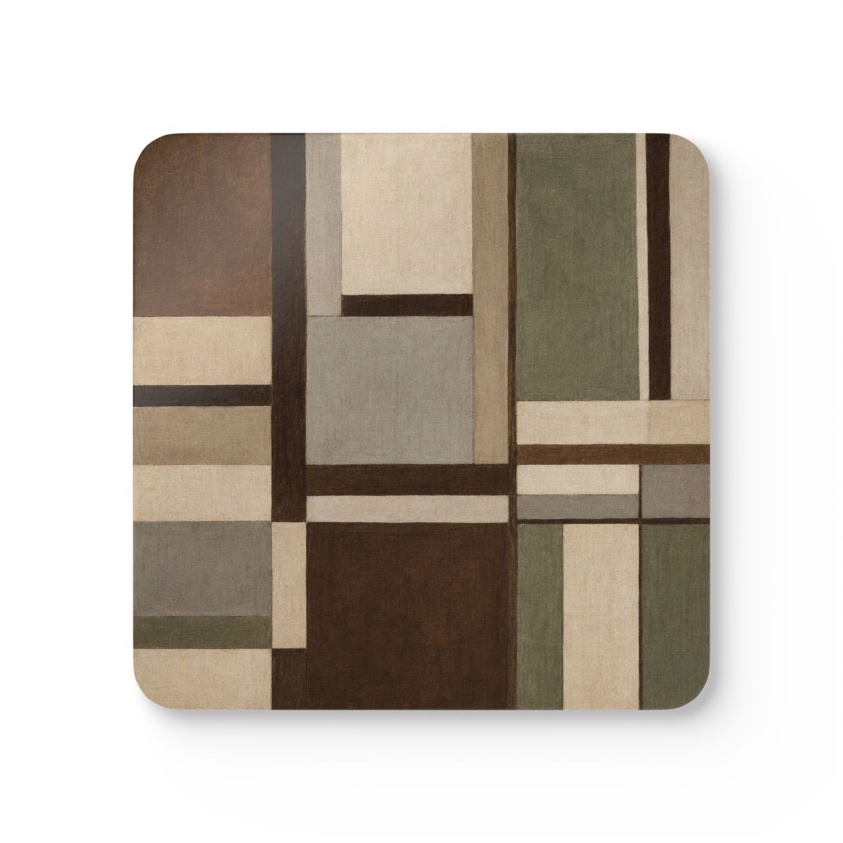 Umber Grid Hardboard Coaster Set